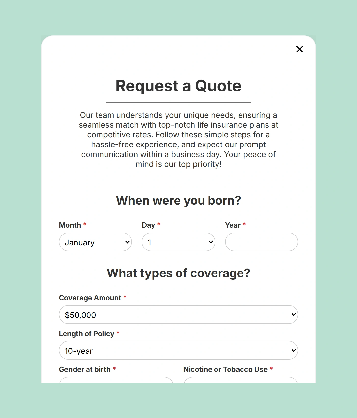 Carrillo Master Agency Request a Quote Policy Funnel