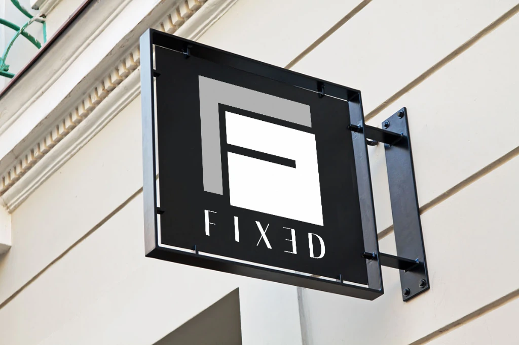 Fixed Clothing Black Metal Hanging Store Sign Mockup