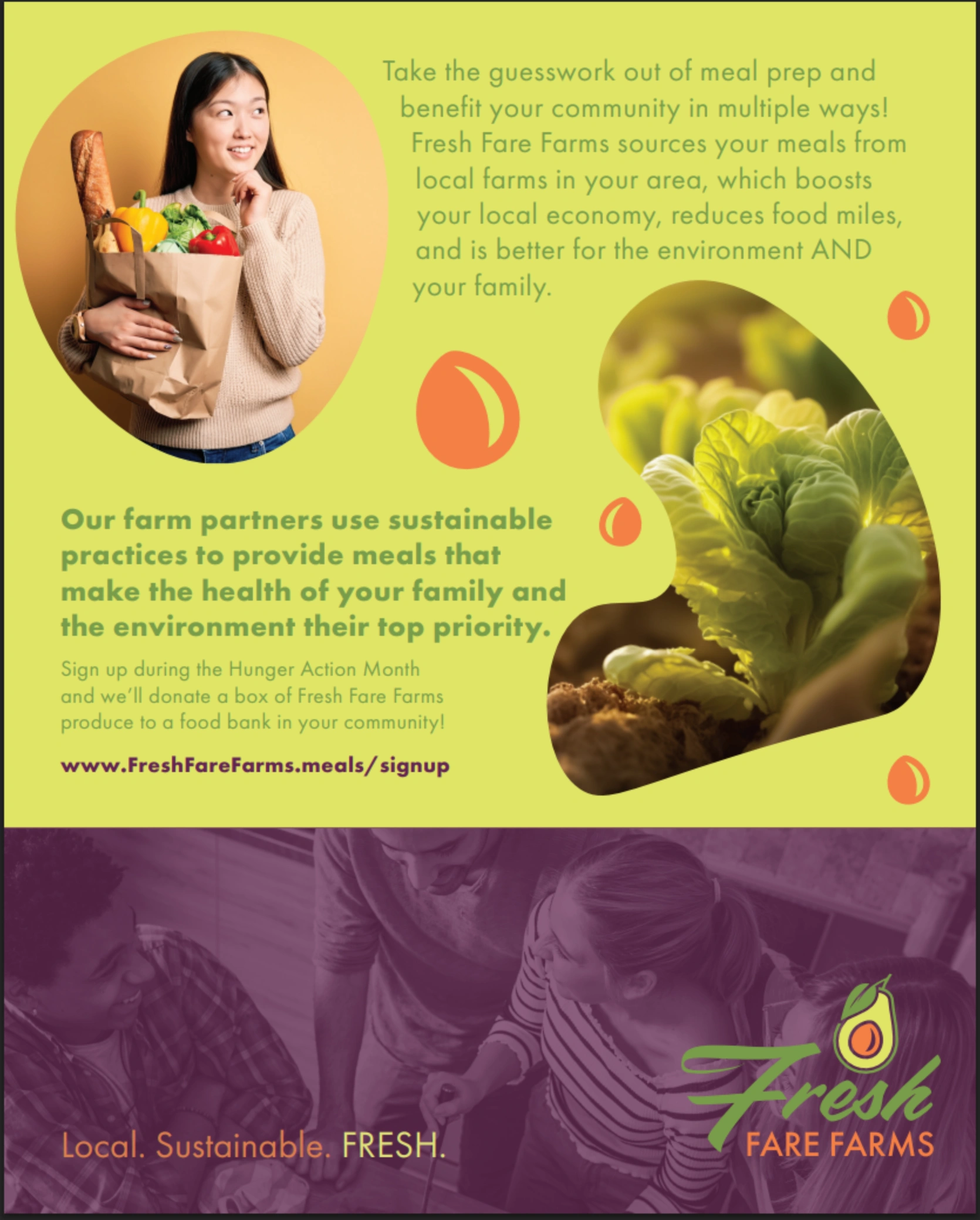 Fresh Fare Farms Community Outreach & Hunger Action Month Campaign Flyer