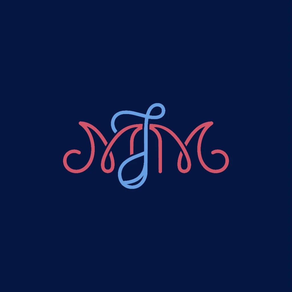 Connecting lines forming mountain range and M letterforms