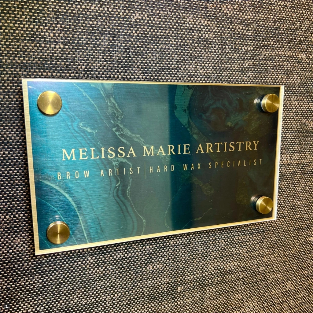 Melissa Marie Artistry Physical Studio Signage Plaque In-Situ